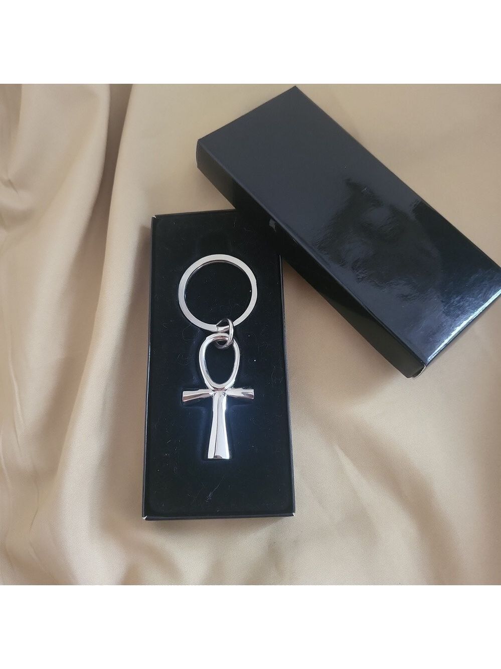 Os Ombres Egyptian Ankh Cross Silver Keychain NIB